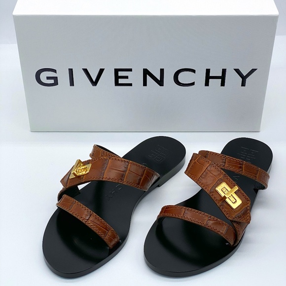 Givenchy Eden Croc-Embossed Leather Slides - Picture 2 of 9